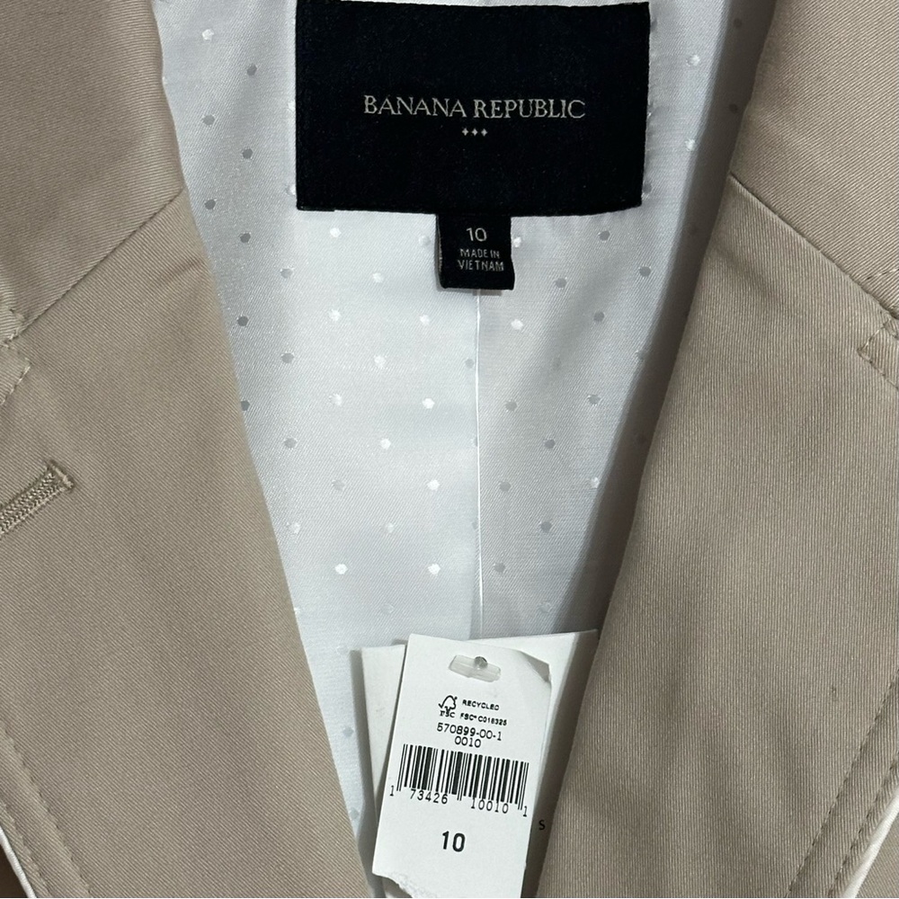 Banana Republic NWT Khaki with White Piping Notch Lapel Blazer Jacket - Picture 11 of 14